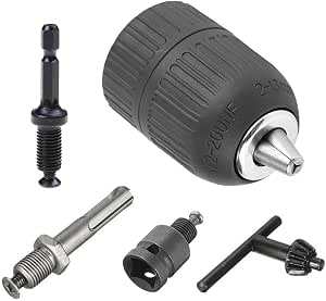 Saiper 2-13mm Heavy Duty Keyless Drill Chuck Quick Change Converter 1/2"-20UNF Thread with SDS-Plus Shank 1/4" Hex Shank 1/2 inch Socket Square Female Adapter